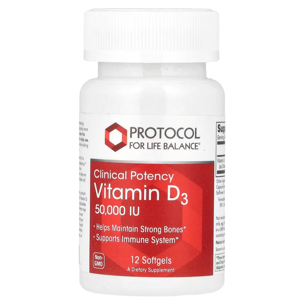 Vitamin D3 50000 IU (Clinical Potency) x50 Softgels - Protocol For Life Balance - Protocol For Life Balance