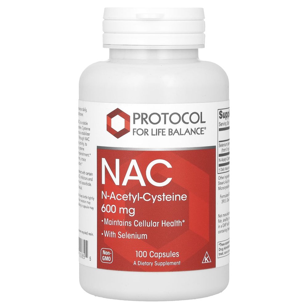 NAC (N-Acetyl Cysteine) 600mg x100 Capsules - Protocol For Life Balance - Protocol For Life Balance