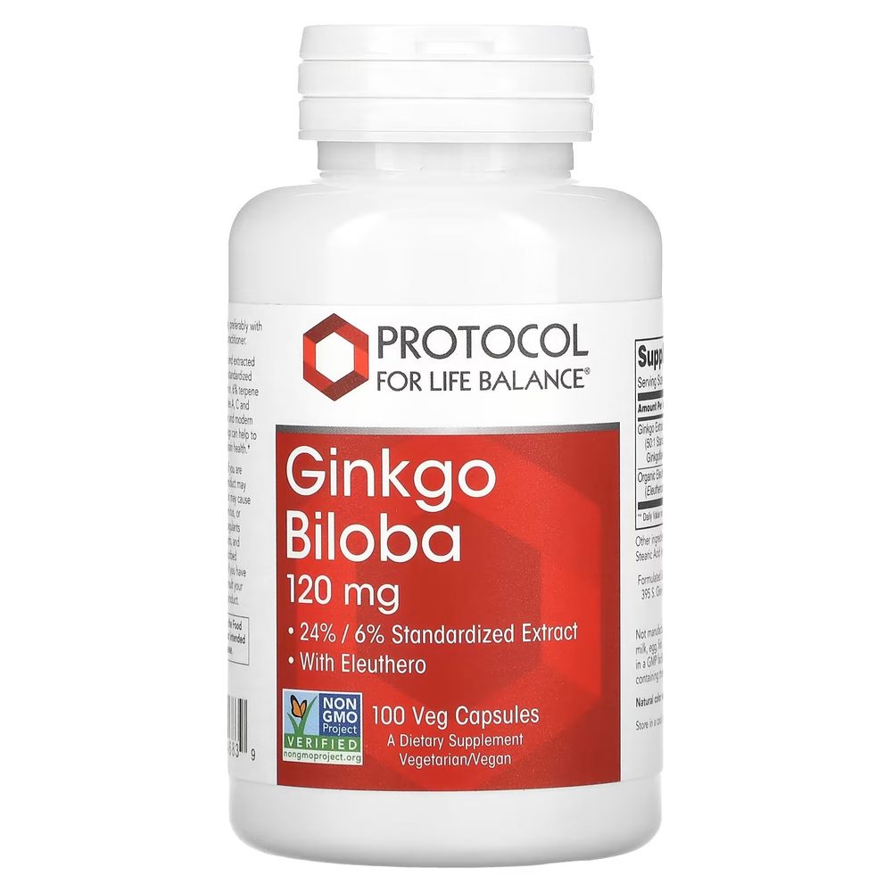 Ginkgo Biloba 120mg x100 Capsules - Protocol For Life Balance - Protocol For Life Balance