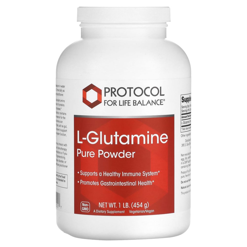 L-Glutamine Powder 5,000mg x91 Servings, 16 oz (454 g) - Protocol For Life Balance - Protocol For Life Balance