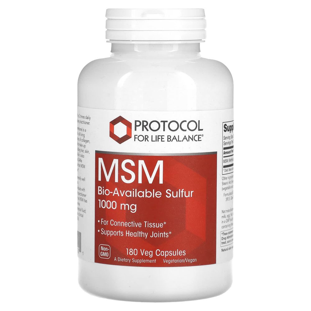 MSM (Bio-Available Sulfur) 1000mg x180 Capsules - Protocol For Life Balance - Protocol For Life Balance