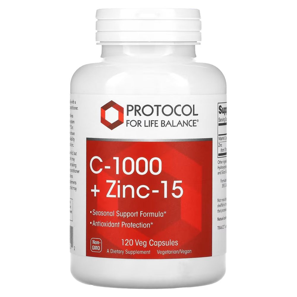 C-1000 + Zinc-15 (Vitamin C + Zinc) x120 Capsules - Protocol For Life Balance - Protocol For Life Balance