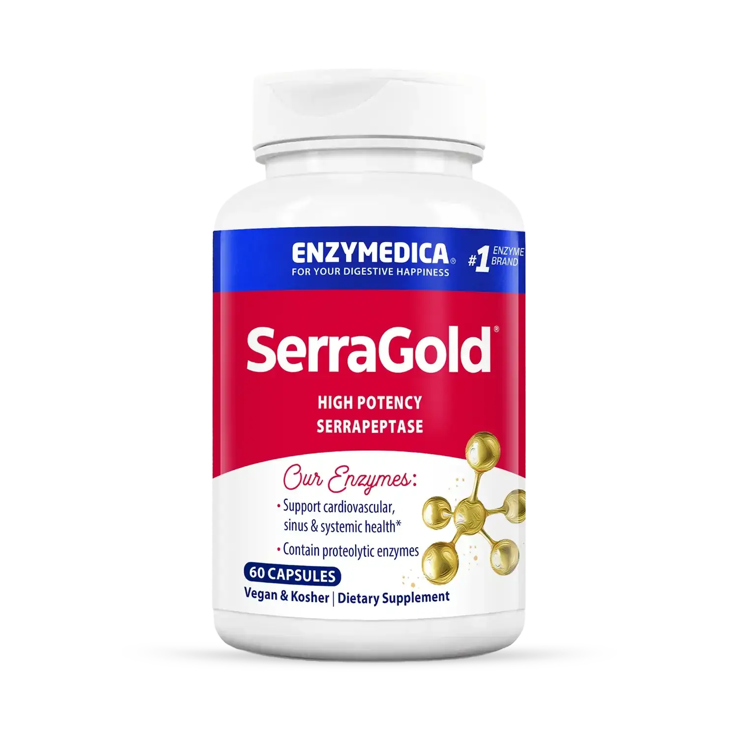 SerraGold (High Potency Serrapeptase) x60 Capsules - Enzymedica - Enzymedica