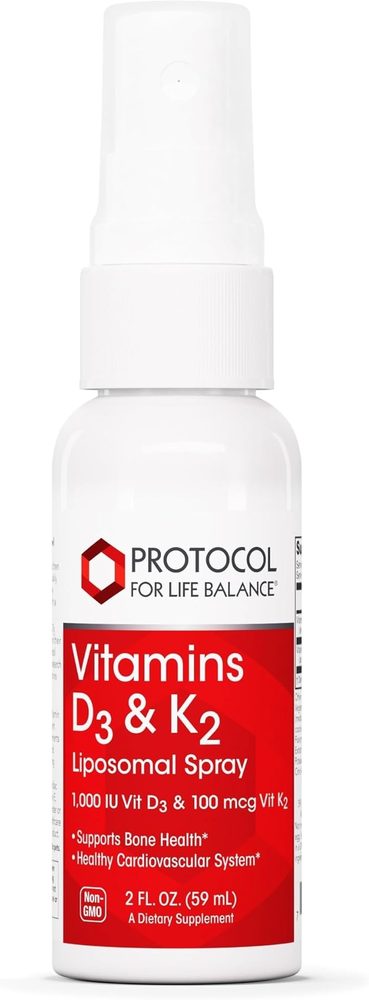Vitamin D3 & K2 Liposomal Spray x79 Servings, 2 fl oz (59 mL) - Protocol For Life Balance - Protocol For Life Balance