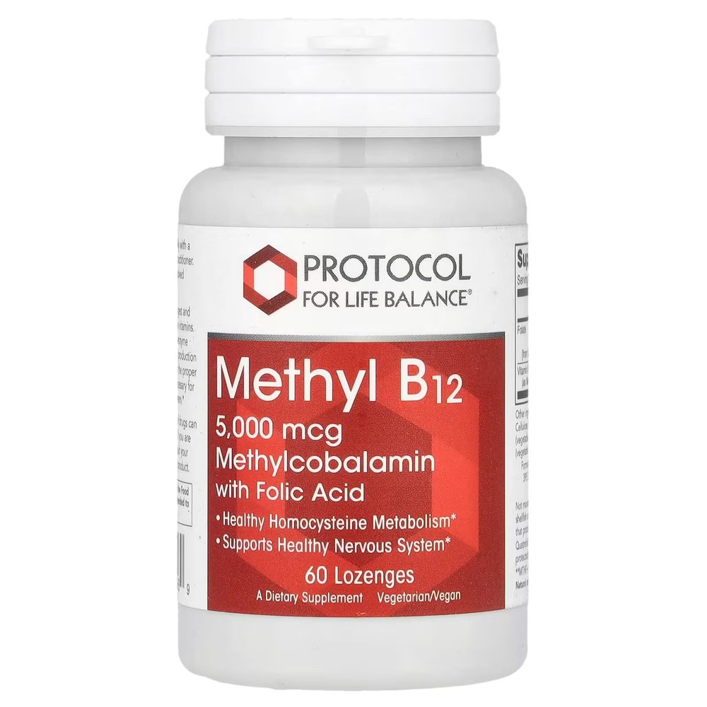 Methyl B12 5000mcg with Folic Acid x60 Lozenges - Protocol For Life Balance - Protocol For Life Balance