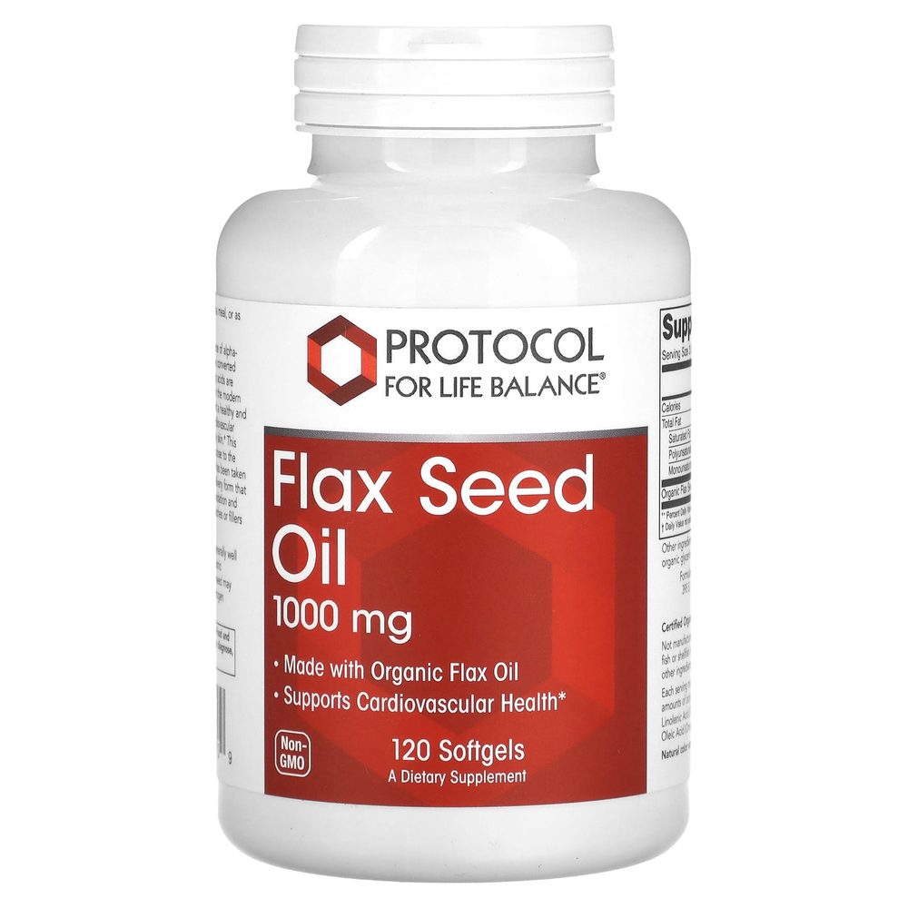 Flax Seed Oil 1000mg x120 Softgels - Protocol For Life Balance - Protocol For Life Balance