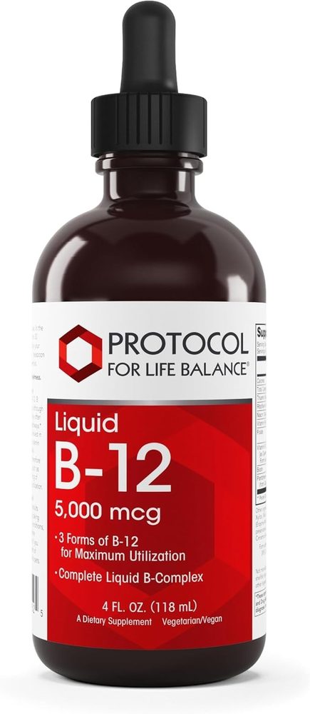 Liquid B-12 5,000mcg x24 Servings, 4 fl oz (118 mL) - Protocol For Life Balance - Protocol For Life Balance