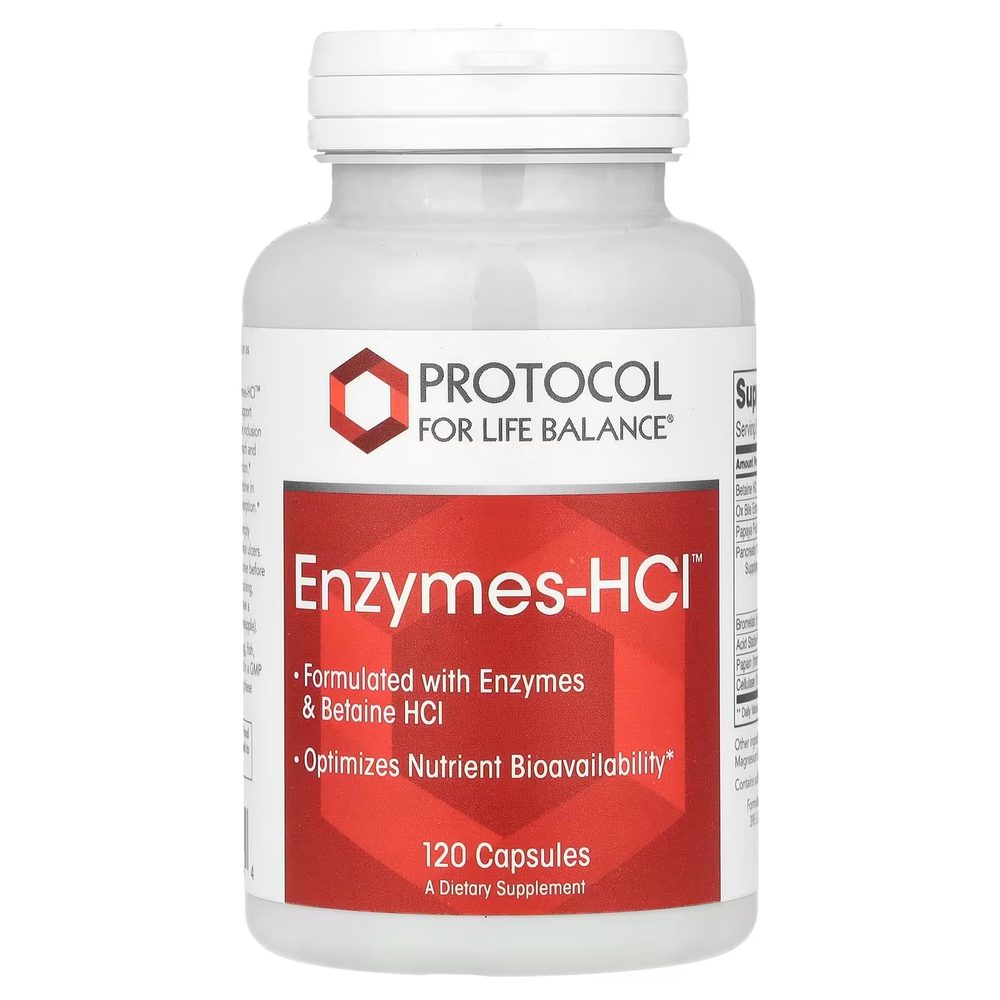 Enzymes-HCL (Digestive Enzymes with Betaine HCL) x120 Capsules - Protocol For Life Balance - Protocol For Life Balance