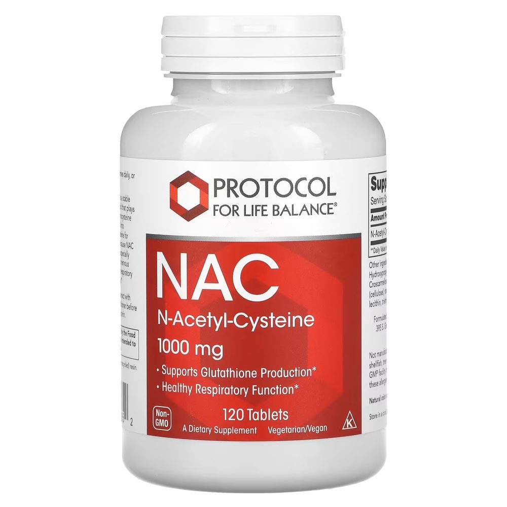 NAC (N-Acetyl Cysteine) 1000mg x120 Capsules - Protocol For Life Balance - Protocol For Life Balance