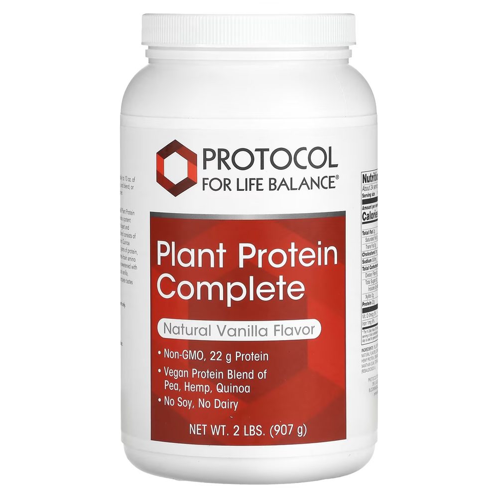 Plant Protein Complete Powder (Vanilla) x24 Servings, 32 oz (907 g) - Protocol For Life Balance - Protocol For Life Balance