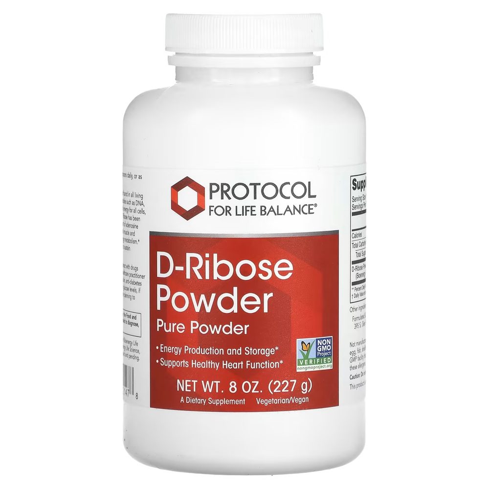 D-Ribose Powder x45 Servings, 8 oz (227 g) - Protocol For Life Balance - Protocol For Life Balance