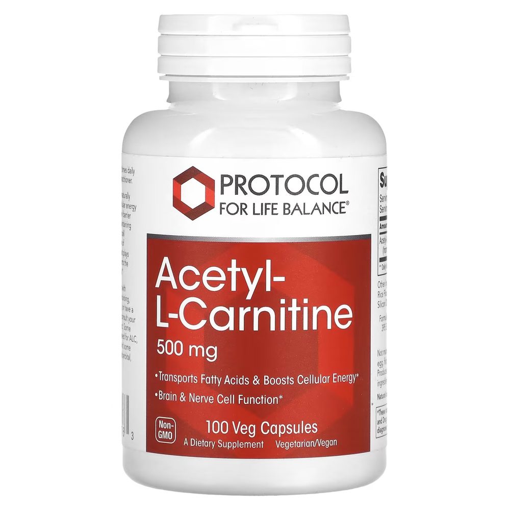 Acetyl-L-Carnitine 500mg x100 Capsules - Protocol For Life Balance - Protocol For Life Balance