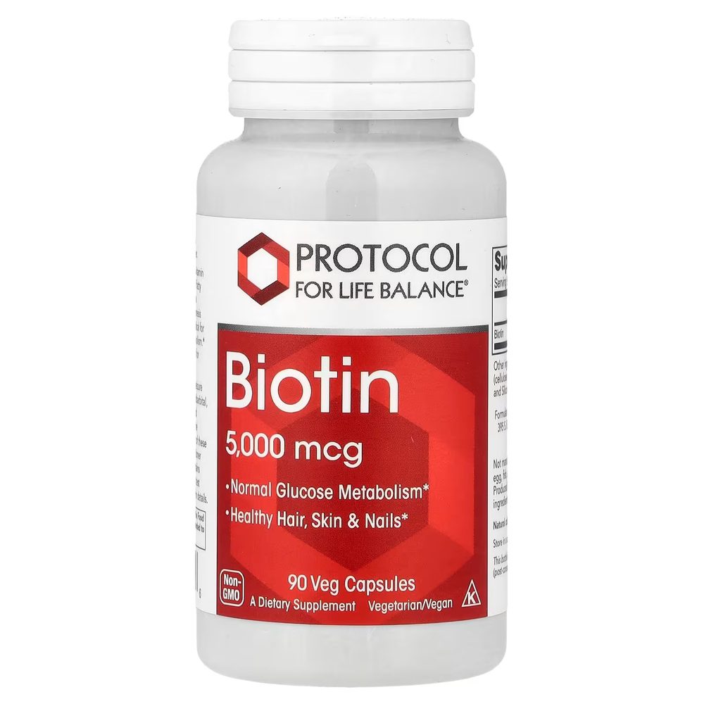 Biotin 5000mcg x90 Capsules - Protocol For Life Balance - Protocol For Life Balance