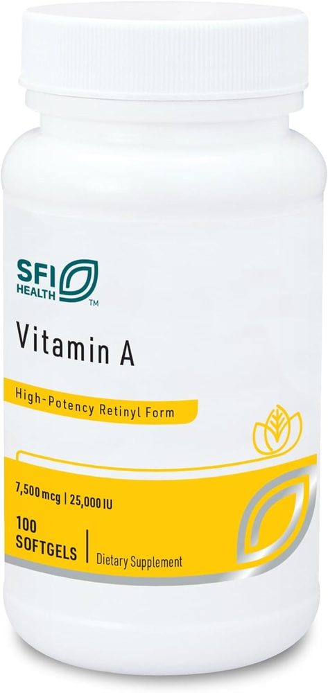 Vitamin A 25,000 IU (7500mcg) x100 Softgels - SFI Health - SFI Health