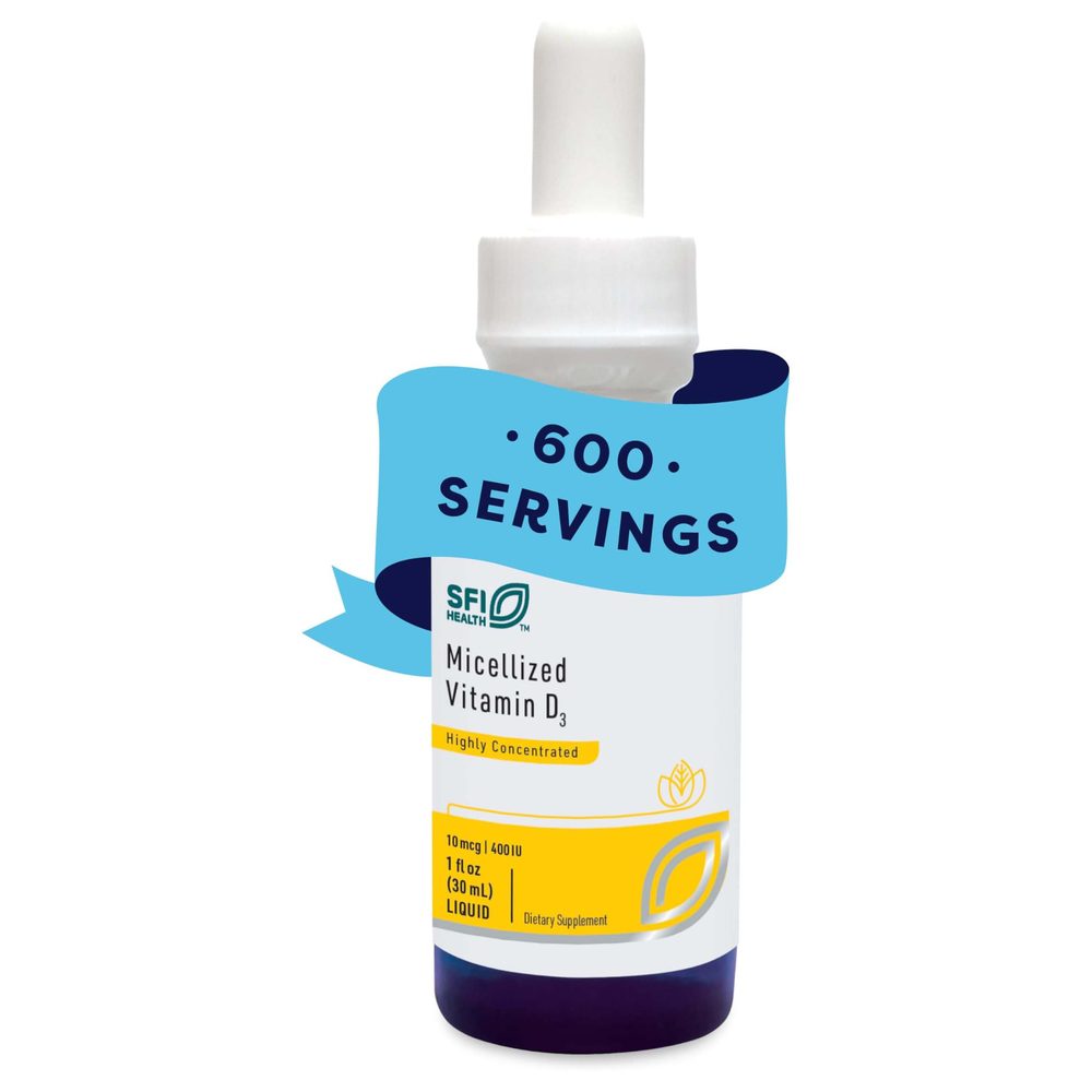Liquid Micellized Vitamin D3 400 IU x600 Servings, 1 fl oz (30 mL) - SFI Health - SFI Health