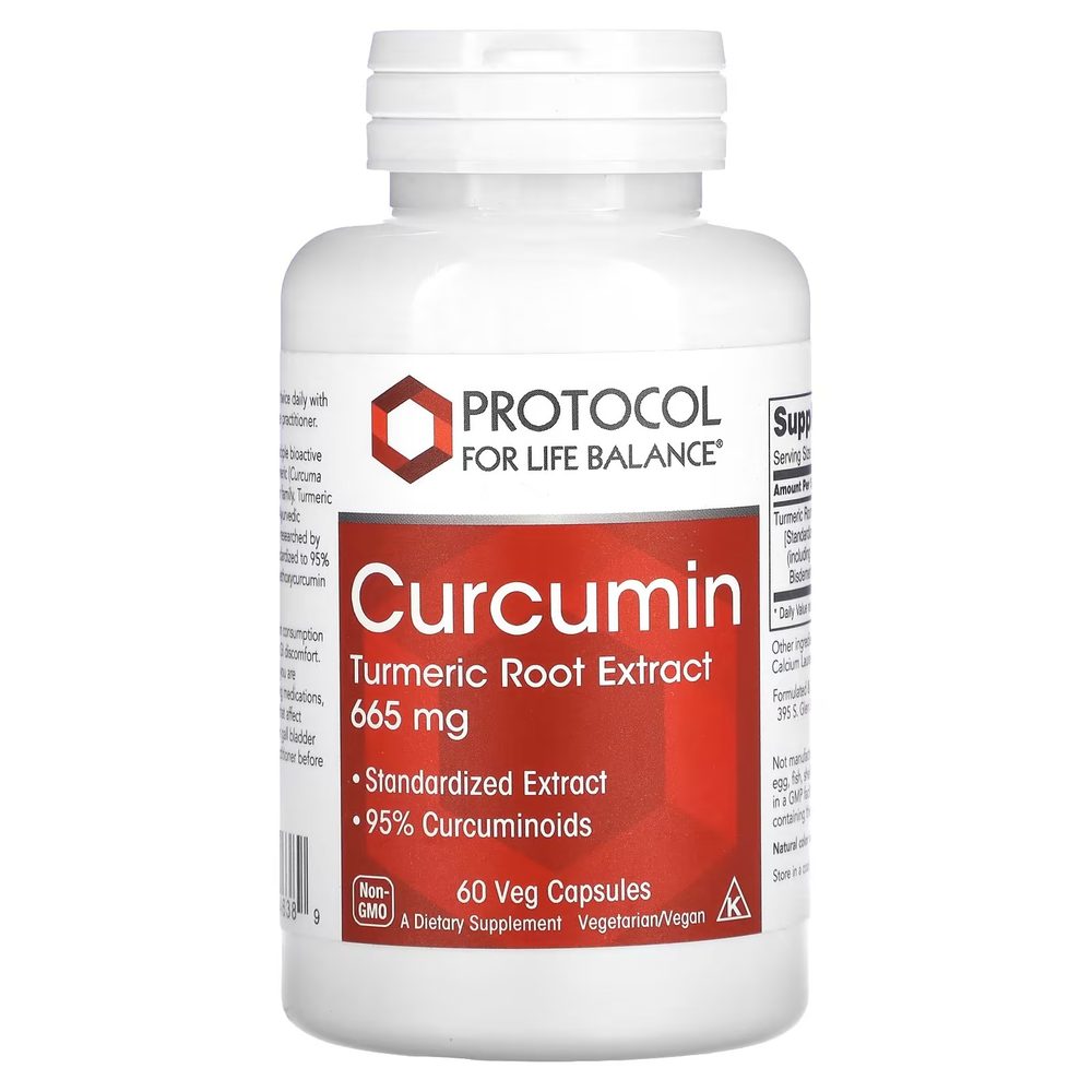 Curcumin (95% Curcuminoids Standarized Extract) 665mg x60 Capsules - Protocol For Life Balance - Protocol For Life Balance