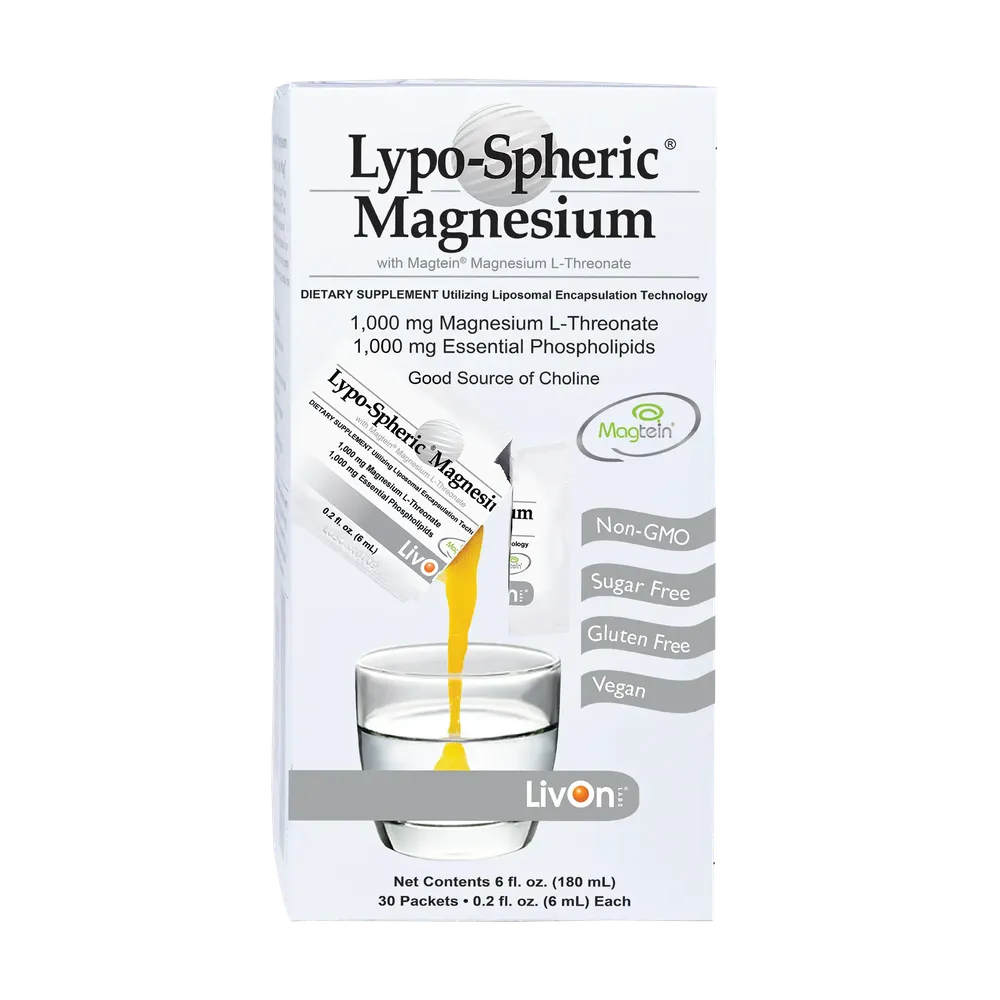 Lypo-Spheric Magnesium L-Threonate (Liposomal) 1,000mg x30 Packets - LivOn Labs - LivOn Labs