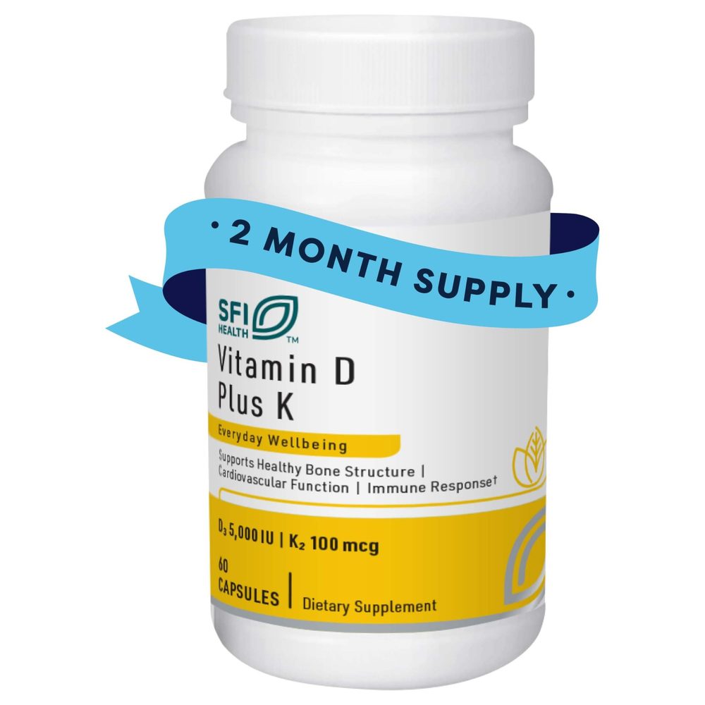 Vitamin D3 5,000 IU Plus K2 Mk-7 x60 Capsules - SFI Health - SFI Health
