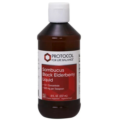 Sambucus Black Elderberry 500mg Liquid x47 Servings, 8 fl oz (237 mL) - Protocol For Life Balance - Protocol For Life Balance