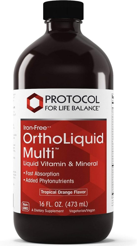 OrthoLiquid Multi Liquid Vitamins & Minerals x32 Servings, 16 fl oz (473 mL) - Protocol For Life Balance - Protocol For Life Balance