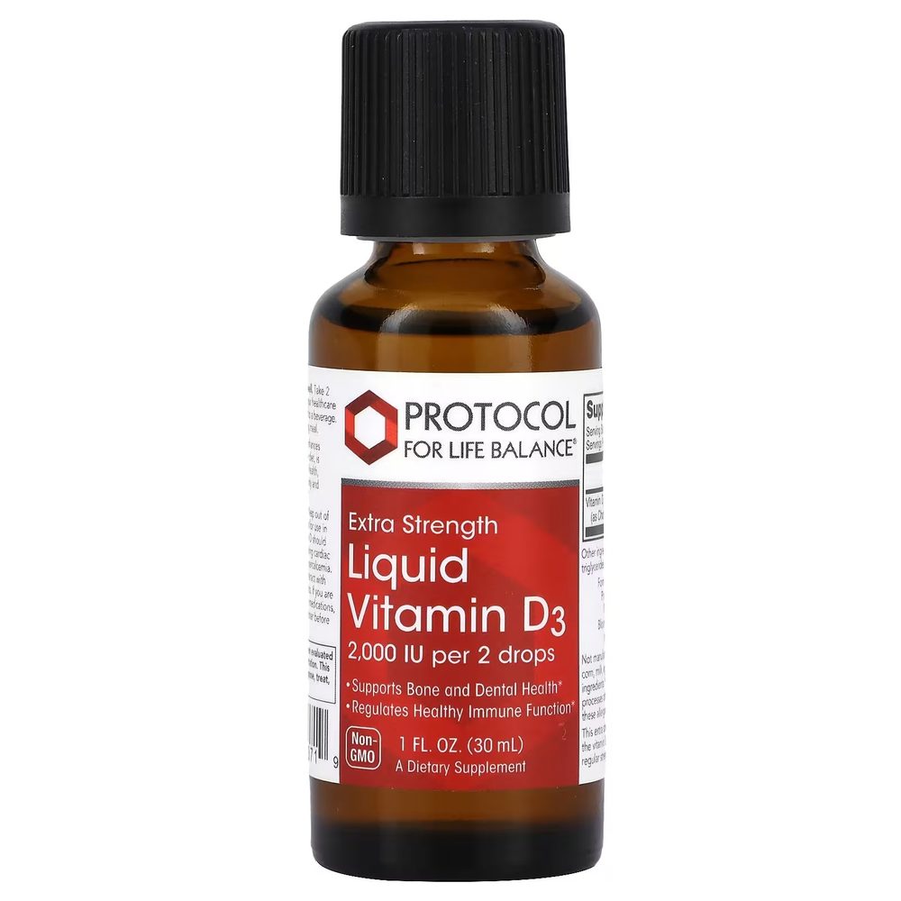 Vitamin D3 Liquid 2,000 IU x375 Servings, 1 fl oz (30 mL) - Protocol For Life Balance - Protocol For Life Balance