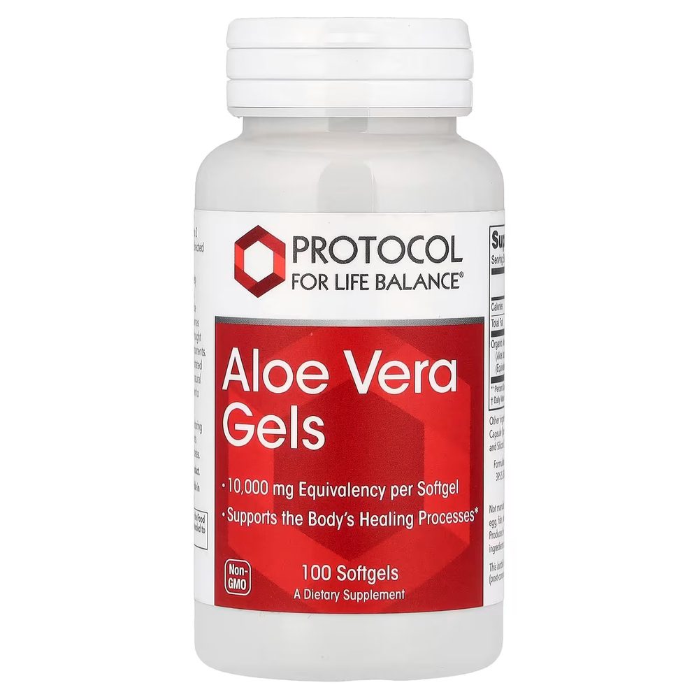 Organic Aloe Vera Gels 10,000mg x100 Softgels - Protocol For Life Balance - Protocol For Life Balance