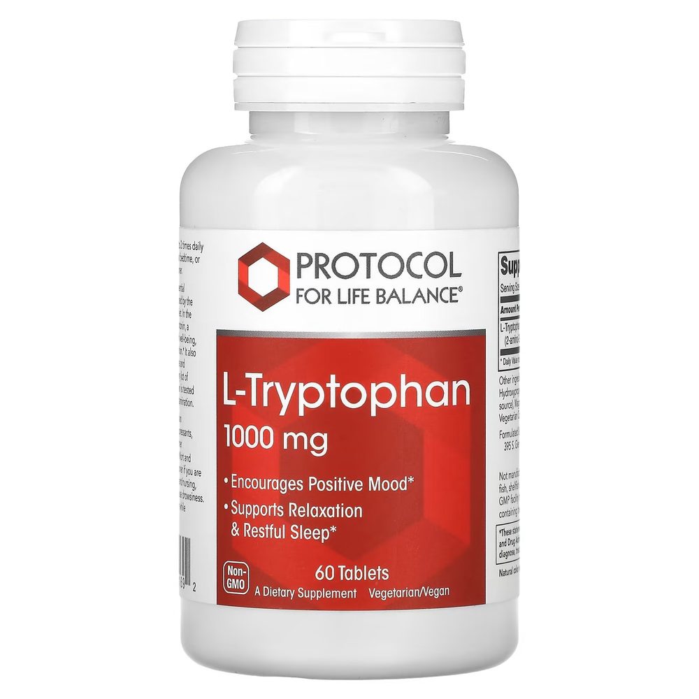 L-Tryptophan 1000mg x60 Tablets - Protocol For Life Balance - Protocol For Life Balance