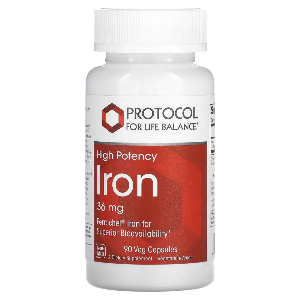 Ferrochel Iron 36mg x90 Capsules - Protocol For Life Balance - Protocol For Life Balance