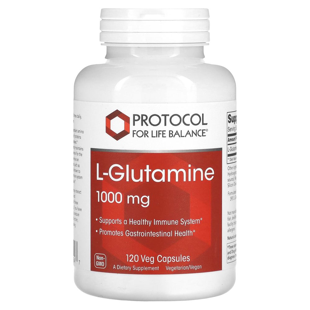 L-Glutamine 1000mg x120 Capsules - Protocol For Life Balance - Protocol For Life Balance