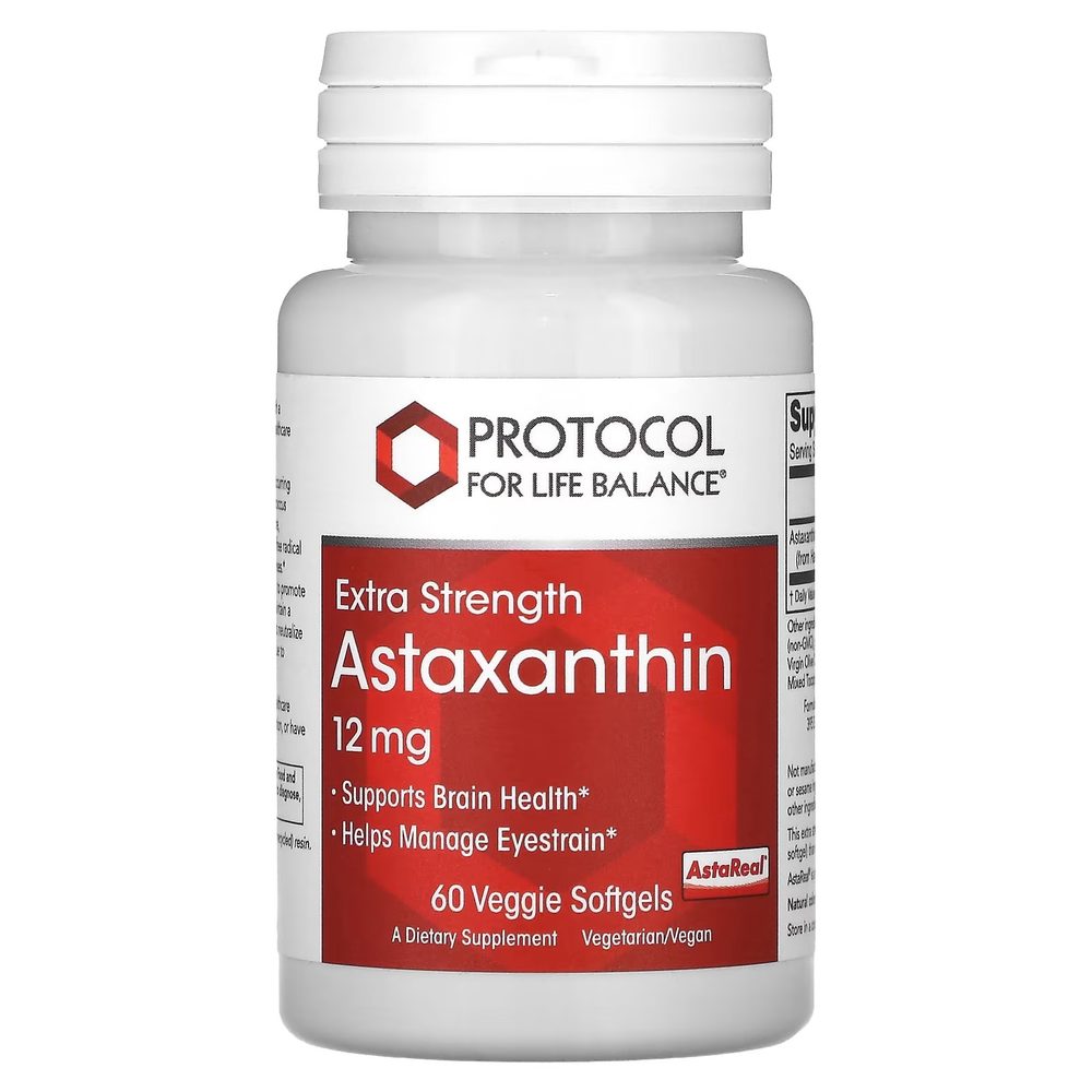 Astaxanthin 12mg x60 Softgels - Protocol For Life Balance - Protocol For Life Balance