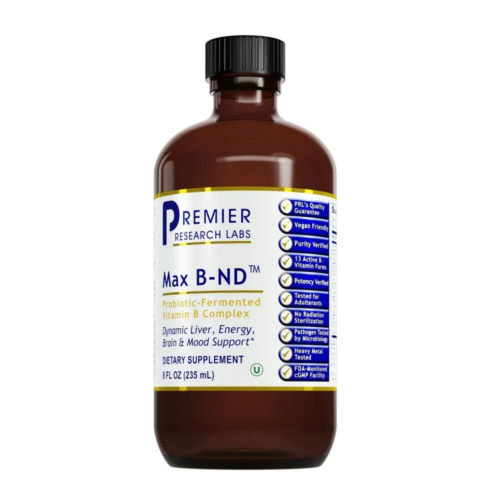 Max B-ND Probiotic B-Complex Liquid x94 Servings, 8 fl oz (237 mL) - Premier Research Labs - Premier Research Labs