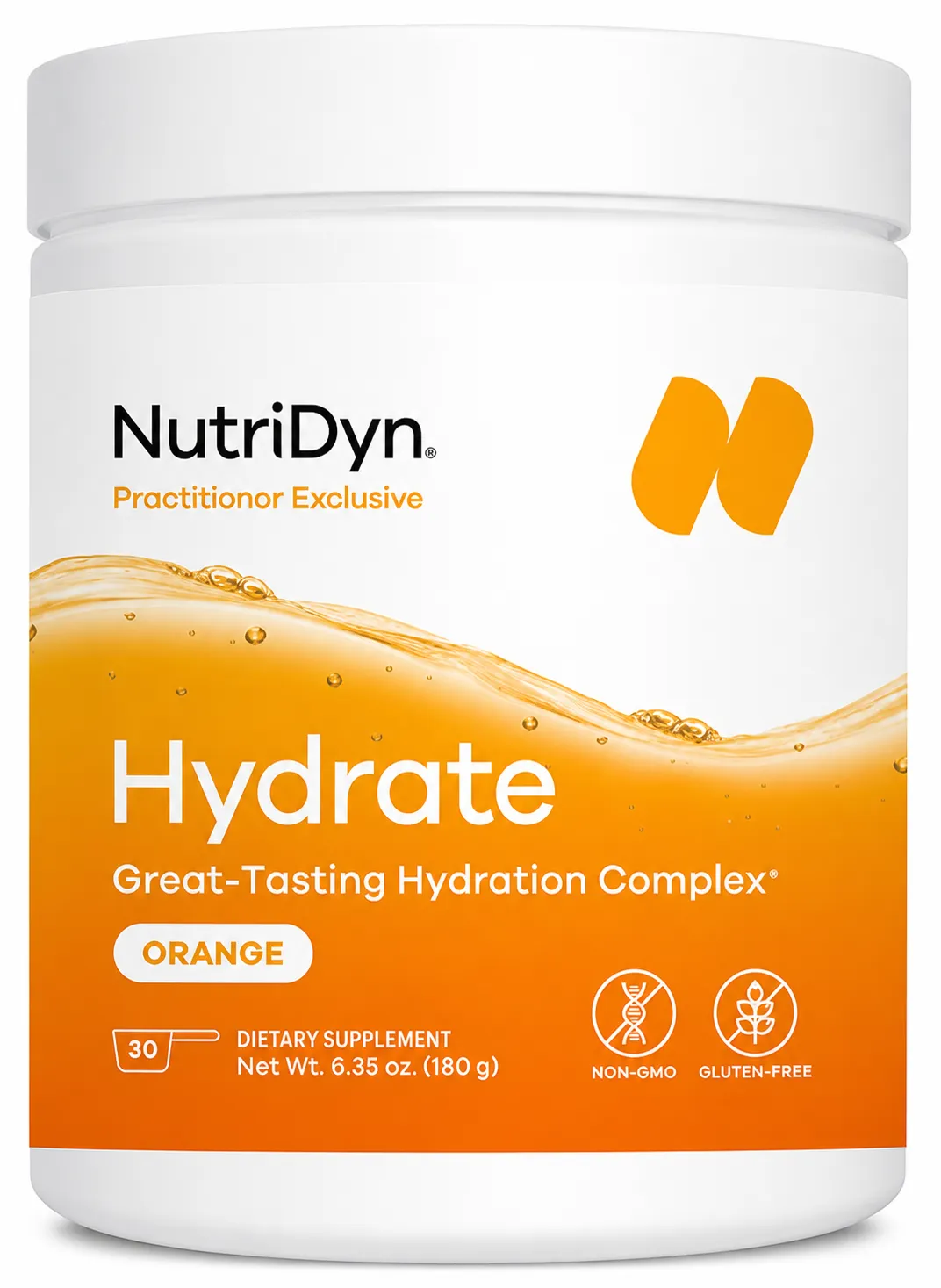 Hydrate Electrolyte Powder (Orange) x30 Servings, 6.4 oz (180 g) - NutriDyn - NutriDyn