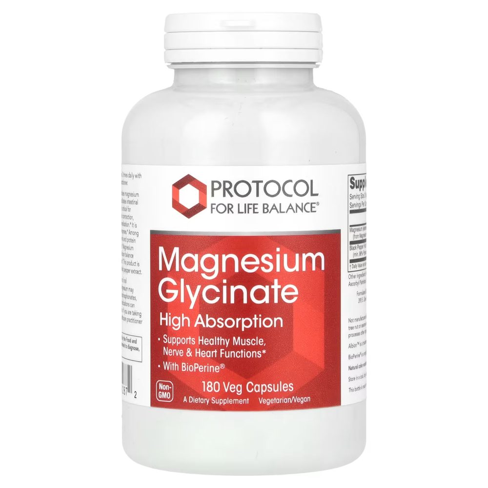 Magnesium Glycinate (with BioPerine) 100mg x180 Capsules - Protocol For Life Balance - Protocol For Life Balance