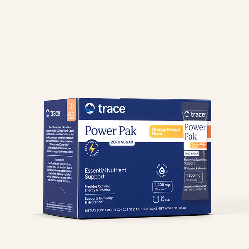 Power Pak Vitamin C + Electrolytes (Orange Mango) (Zero Sugar) x30 Packets - Trace Minerals - Trace Minerals