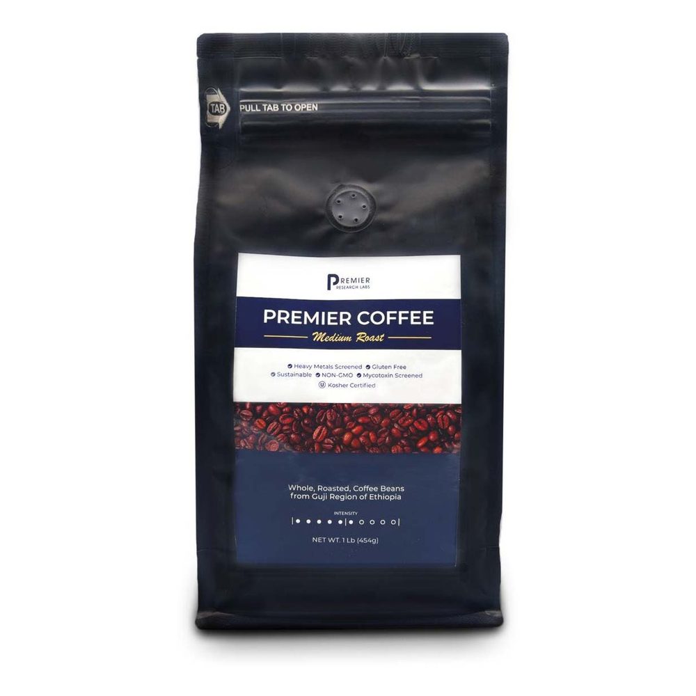 Premier Organic Whole Bean Coffee (Medium Roast) 1 lb (454 g) - Premier Research Labs - Premier Research Labs