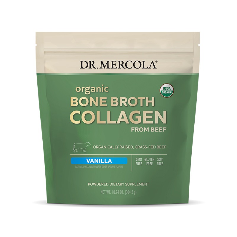 Organic Bone Broth Collagen Powder (Vanilla) x30 Servings, 14.8 oz (420 g) - Dr. Mercola - Dr. Mercola