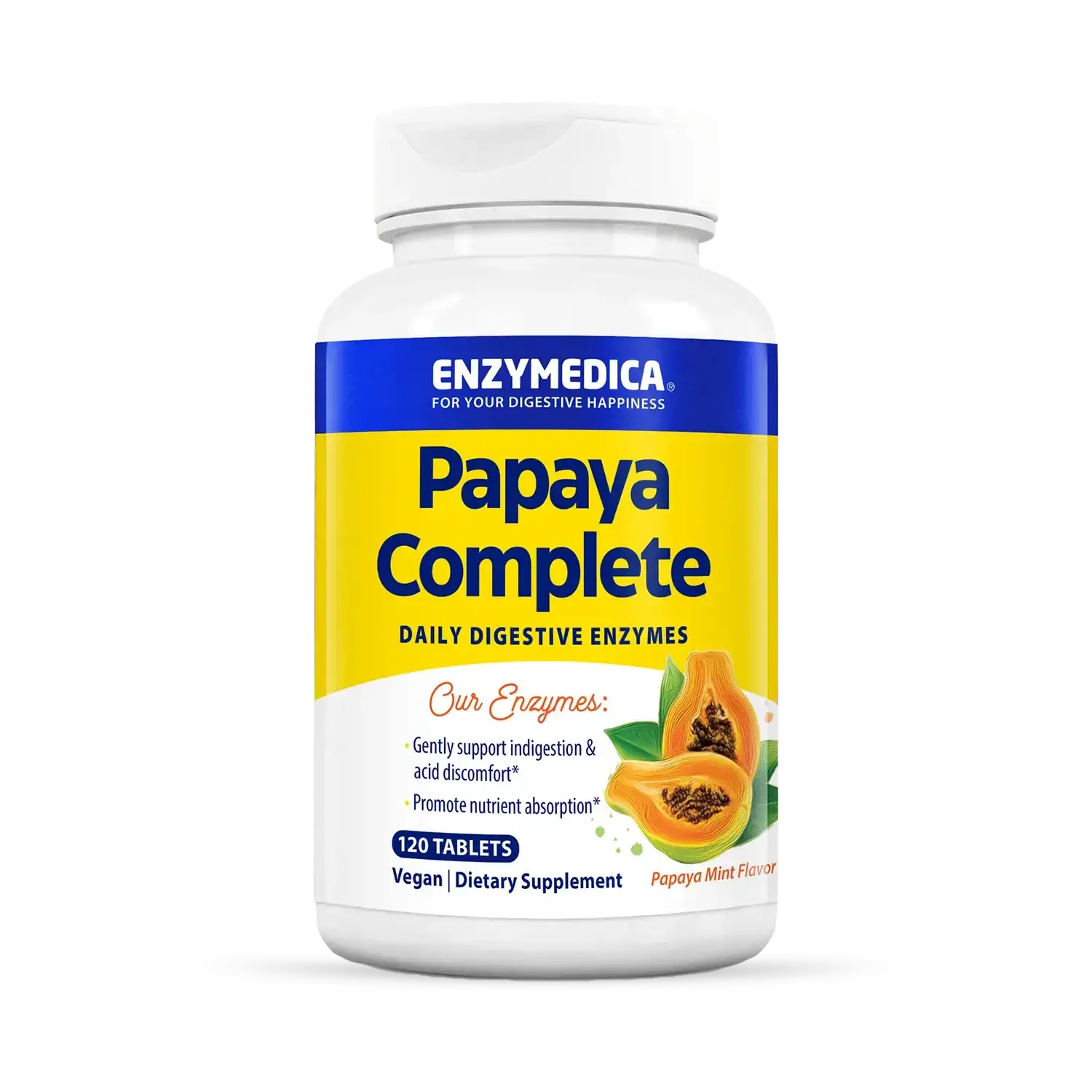 Papaya Complete Enzymes x120 Tabs. - Enzymedica - Enzymedica