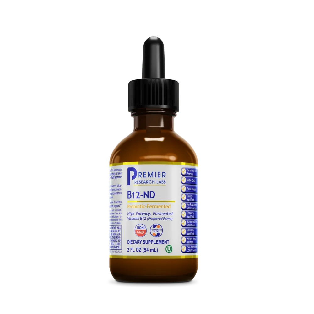 Vitamin B12-ND Liquid 1,000mg x43 Servings, 2 fl oz (59 mL) - Premier Research Labs - Premier Research Labs