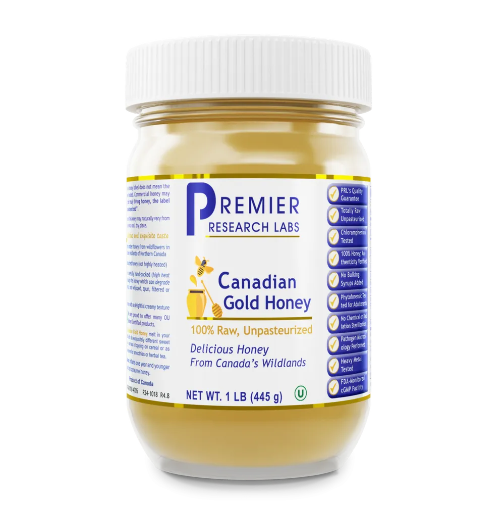 Canadian Gold Honey (100% Raw and Unpasteurized) 16 oz (454 g) - Premier Research Labs - Premier Research Labs