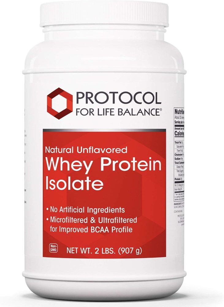 Whey Protein Isolate (Natural Unflavored) x32 Servings, 2 lbs (907 g) - Protocol For Life Balance - Protocol For Life Balance