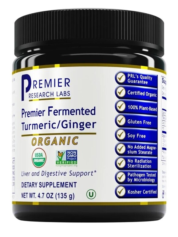 Organic Fermented Turmeric/Ginger Powder x30 Servings, 4.7 oz (133 g) - Premier Research Labs - Premier Research Labs