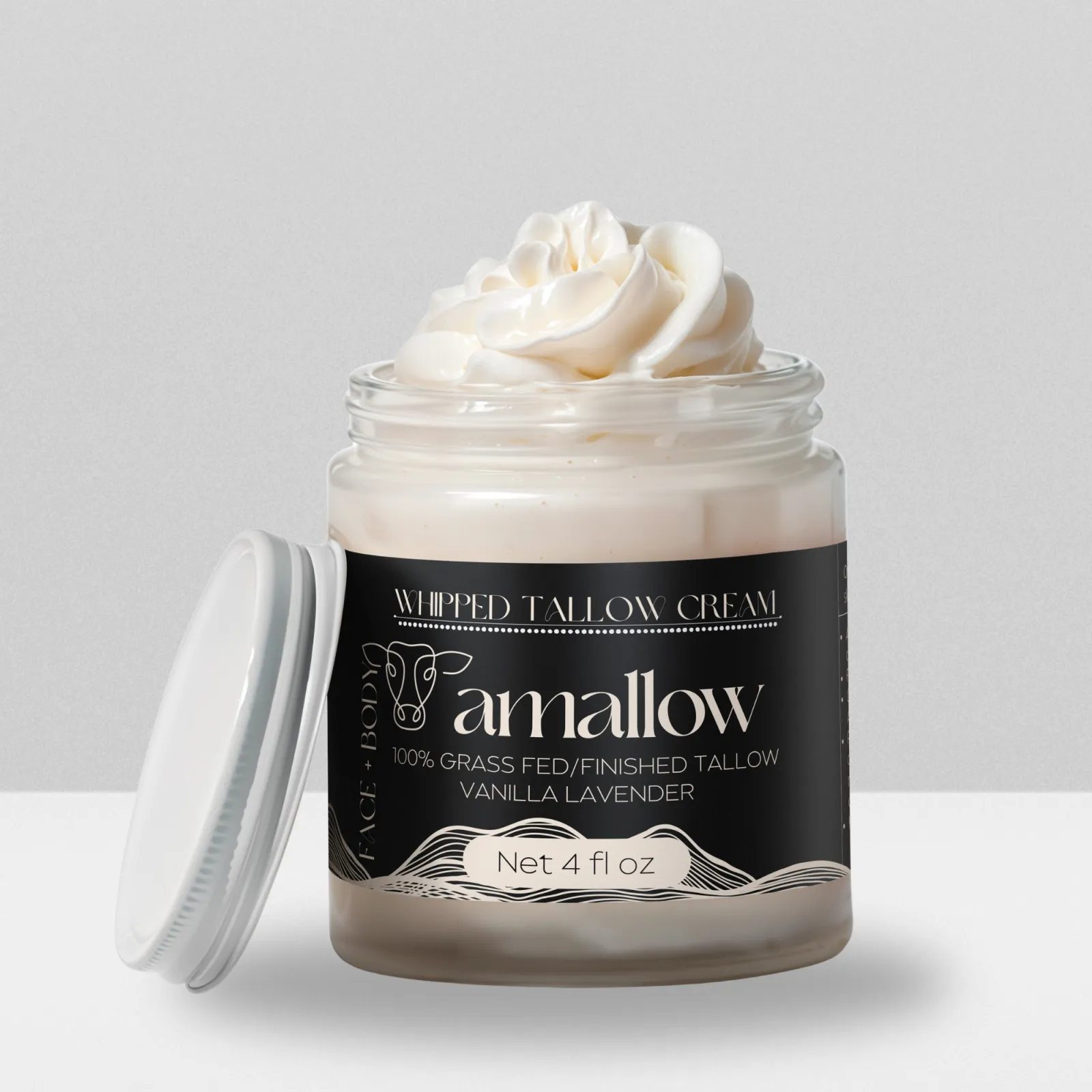 Whipped Beef Tallow Cream (Vanilla Lavender) (Grass-Fed) 4 oz - Amallow - Amallow