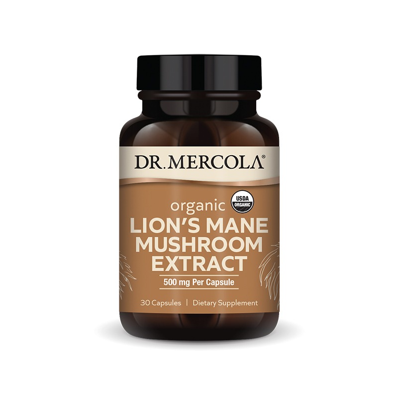 Organic Lion's Mane Mushroom Extract 500mg x30 Capsules - Dr. Mercola - Dr. Mercola