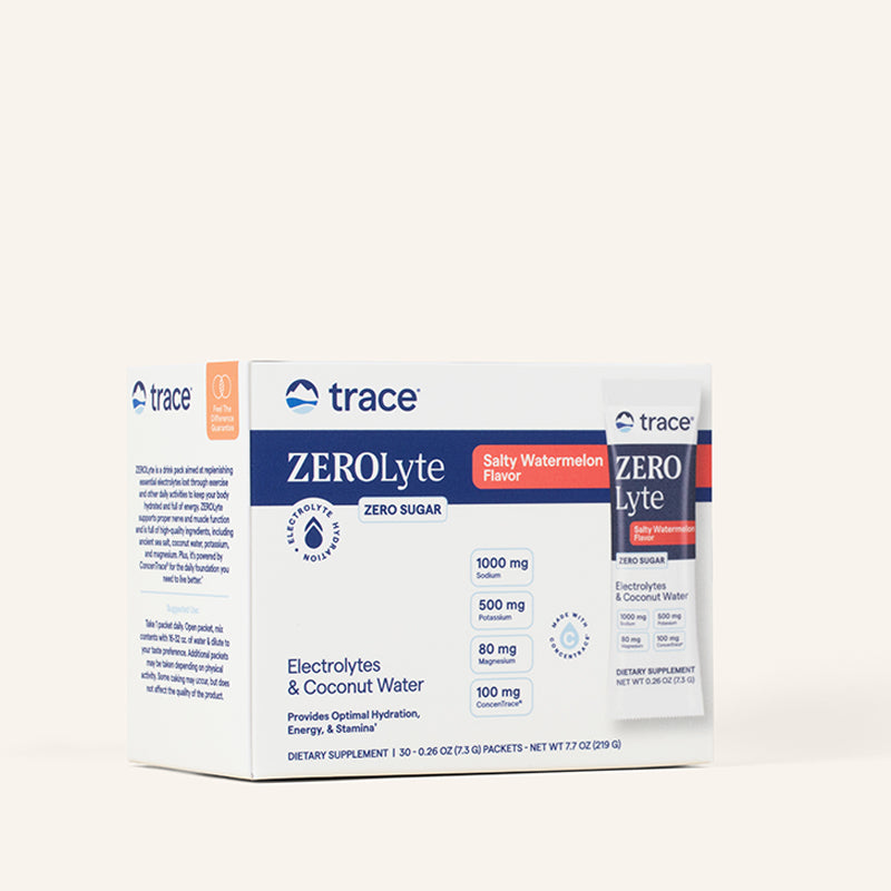 ZeroLyte Electrolytes (Zero Sugar) (Salty Watermelon) x30 Packets - Trace Minerals - Trace Minerals