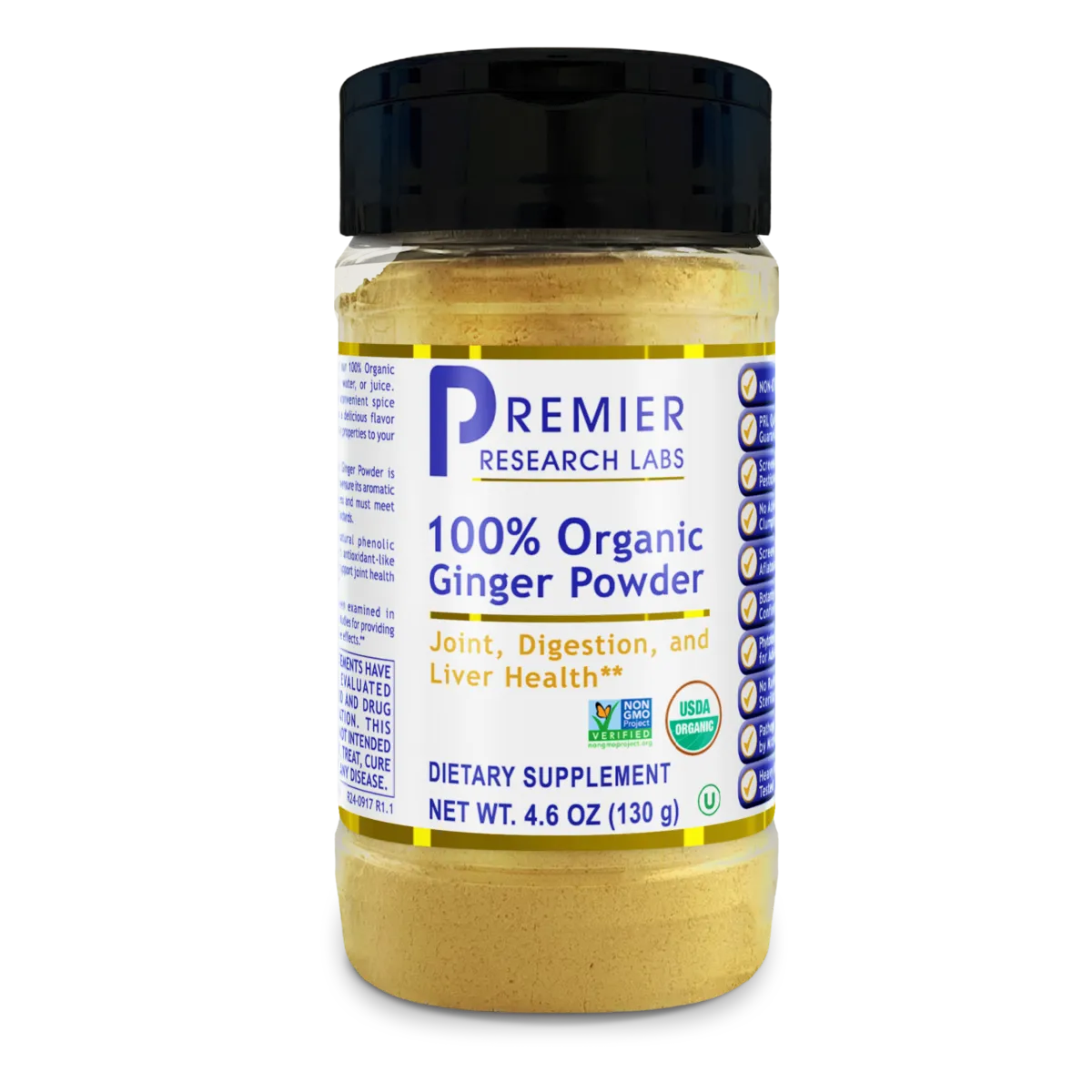 Organic Ginger Powder x65 Servings, 4.6 oz (130 g) - Premier Research Labs - Premier Research Labs
