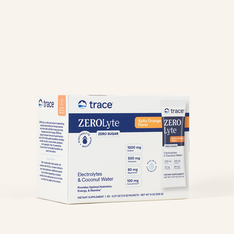 ZeroLyte (Zero Sugar Electrolytes) (Salty Orange) x30 Packets - Trace Minerals - Trace Minerals