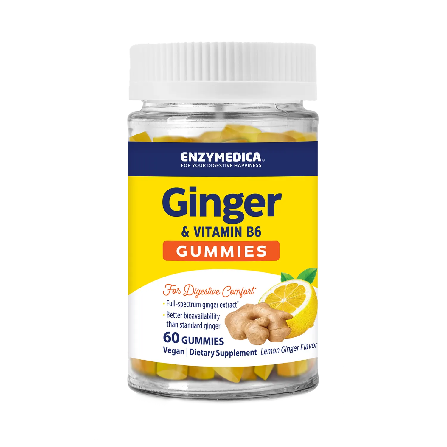 Ginger & Vitamin B6 x60 Gummies - Enzymedica - Enzymedica