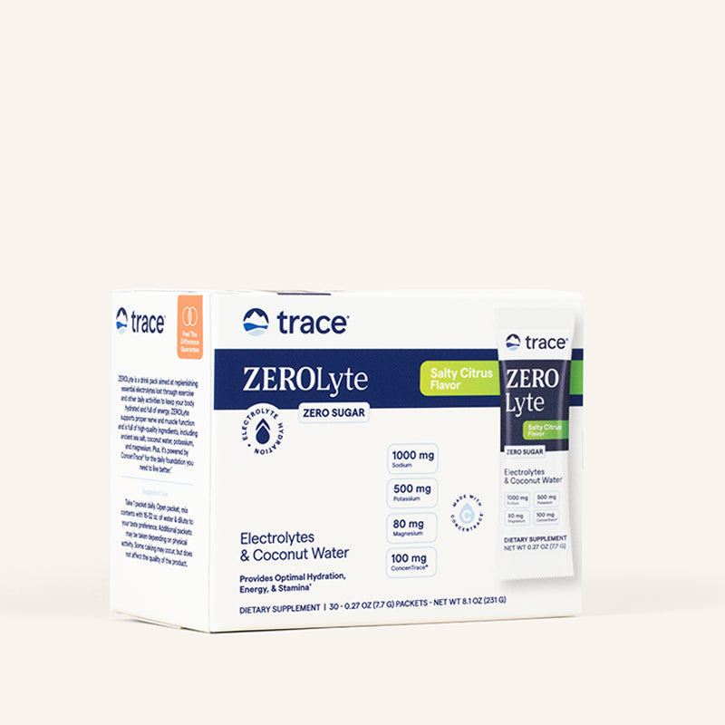 ZeroLyte (Zero Sugar Electrolytes) (Salty Citrus) x30 Packets - Trace Minerals - Trace Minerals