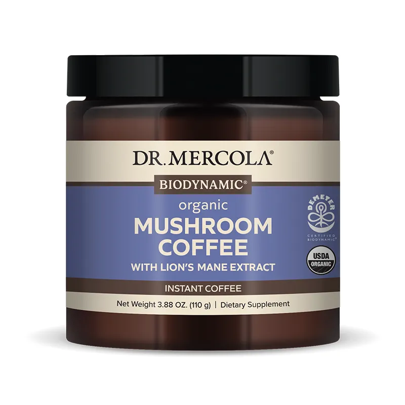 Organic Mushroom Instant Coffee with Lion's Mane Extract Powder x20 Servings, 3.88 oz (110 g) - Dr. Mercola - Dr. Mercola