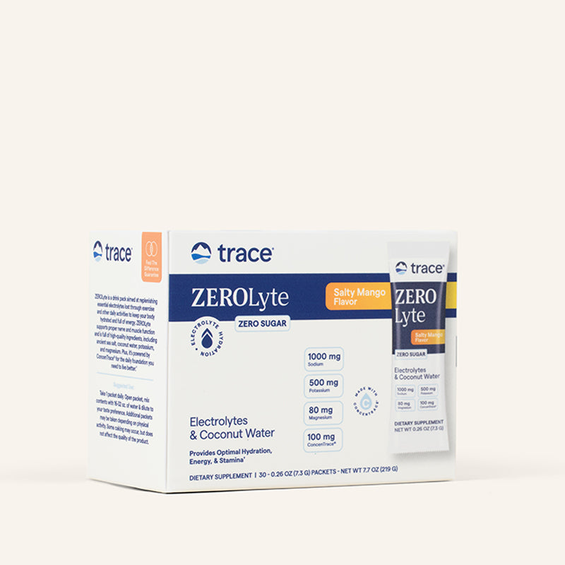 ZeroLyte (Zero Sugar Electrolytes) (Salty Mango) x30 Packets - Trace Minerals - Trace Minerals
